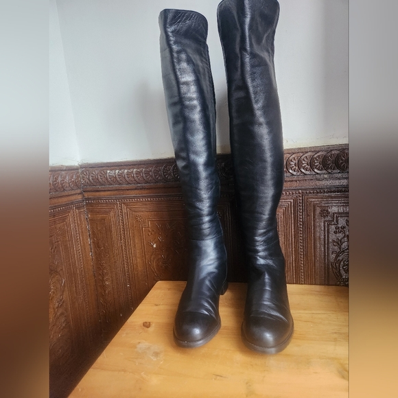Stuart Weitzman 5050 OTK Black Leather Boots - 11M - Picture 2 of 11